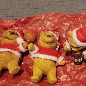 Vintage Pre Owned Flocked Winnie The Pooh Christmas Ornaments